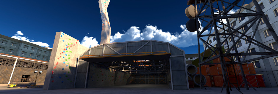 in-game screenshot of rock climbing gym